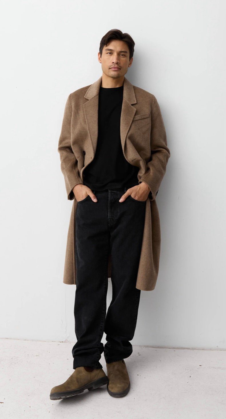 كوت طويل لون خاكي